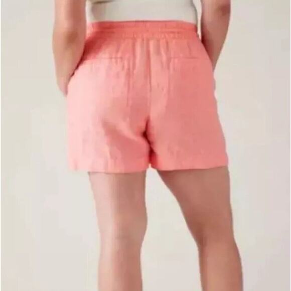 ATHLETA Retreat Linen Shorts Women's Sz 18 NWT Sun Down Peach Pull-on $69 - Picture 2 of 10